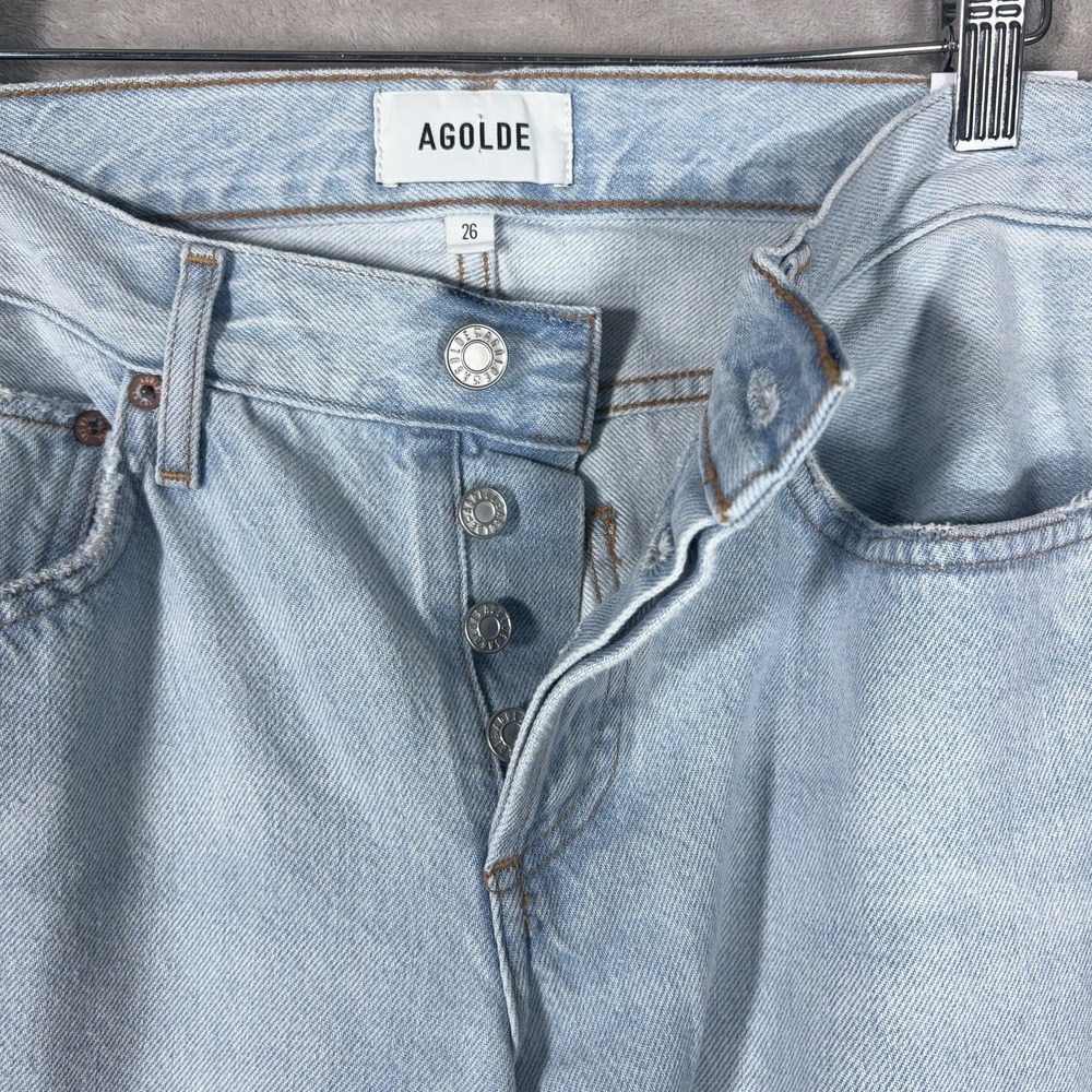Agolde Low Rise Loose Mid Jeans Womens 26x30 Blue Light Wash Baggy Wide Leg - Picture 6 of 12